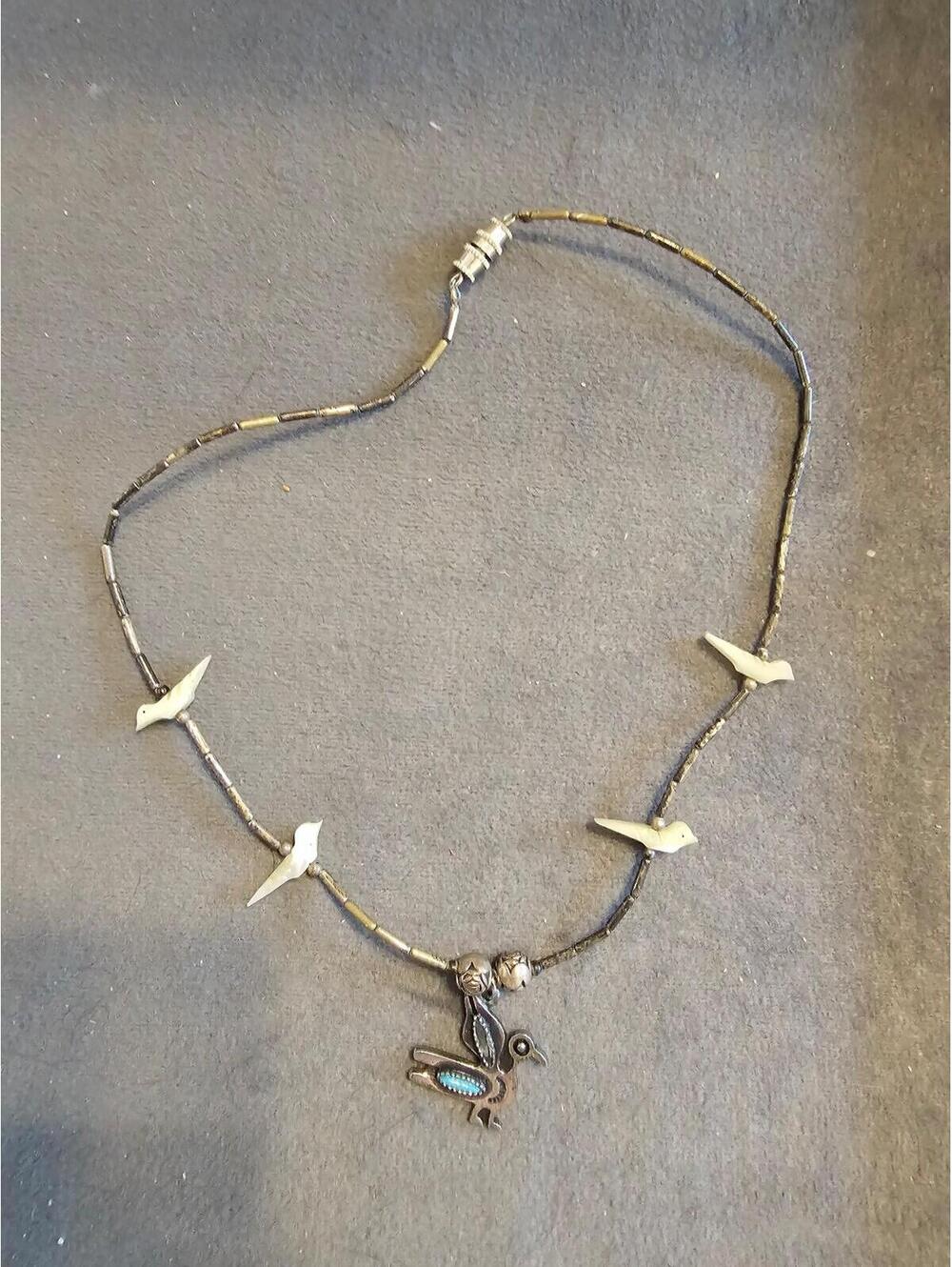 Silver And Mother Of Pearl Bird Necklace *READ*